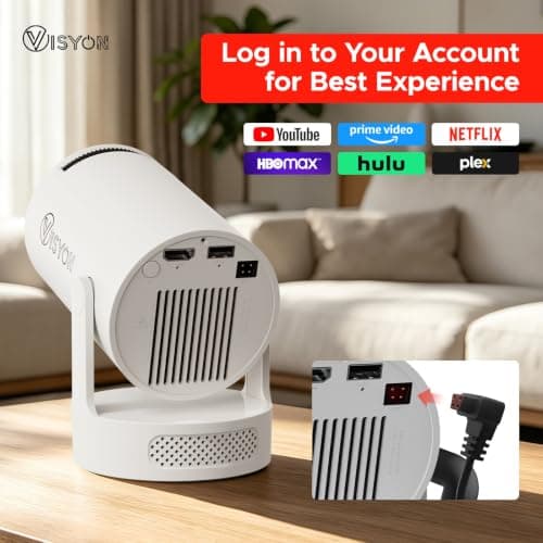 Mini Projector For Bedroom 2026 | Supports 1080P With Android 14.0 – 20000 Lumens Smart Projector & Native 720P Portable HY300 Projector | Screen Mirroring for iOS/Android | Gaming & HDMI Compatible — view 4