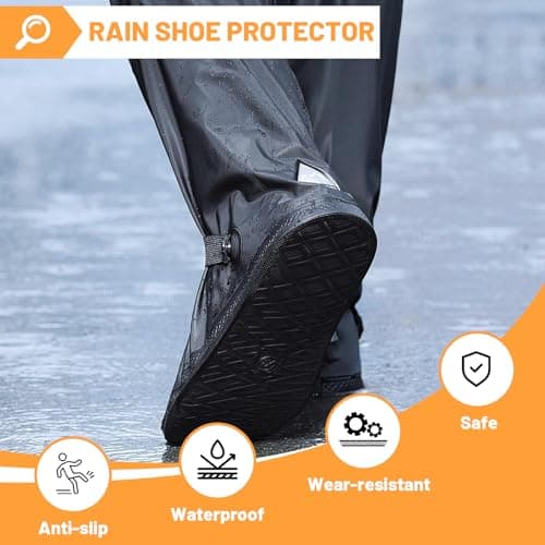 DBTW Waterproof Rain Boot Shoe Cover, XL Foldable Rain Overshoes, Black — view 4