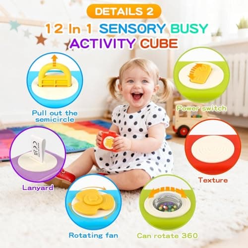 Joyvity Montessori Toys for 1 Year Old, Activity Cube Stacking Toy Blocks, Busy Board Sensory Toys for Toddlers, Baby Travel Toys Educational Learning Kids Birthday Gift for 1 2 3 Year Old Boy Girl — view 4