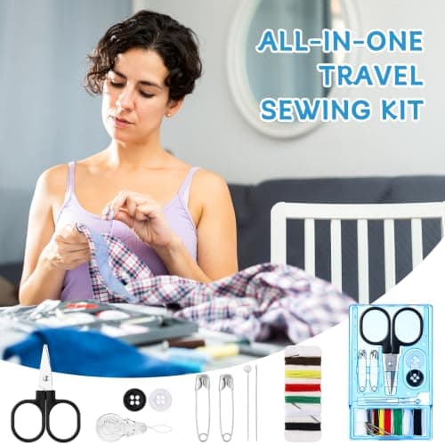 12 Pcs Mini Travel Sewing Kit Portable Small Travel Sewing Supplies with Scissors Thread Needles Buttons Compact Emergency Repair Sewing Set for Home Travel Hotel Camping Students Backpackers — view 5
