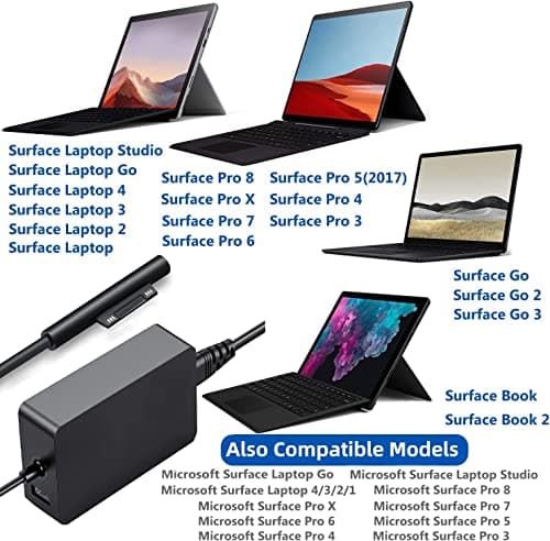 65W Surface Charger,Magnetic Power Adapter with USB Port, Fast Charging Portable Laptop Charger, Compatible with Microsoft Surface Pro 7 6 5 4 3 X Book Go, LED Indicator Safe Durable Travel Charger — view 6