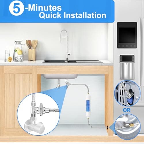 Refrigerator Water Line Kit - 10FT Stainless Steel Braided Ice Maker Water Line with Tee Stop Valve,Foodgrade PEX Inner Hose Fridge Water Line with 1/4" Comp Fitting and Tee Valve — view 6