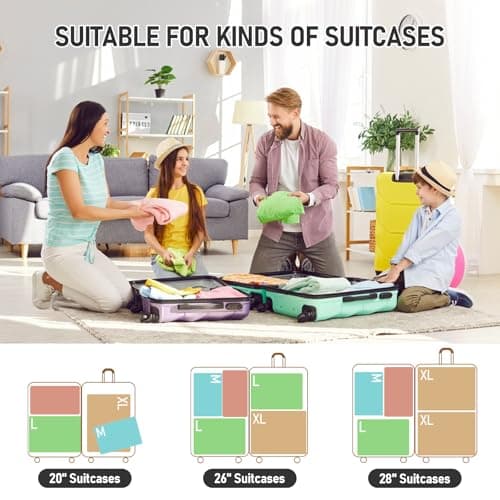 Compression Packing Cubes for Travel, Travel Essentials Luggage Organizer bags for Suitcase, Durable Compression Travel Packing Cubes for Carry on Backpack — view 6