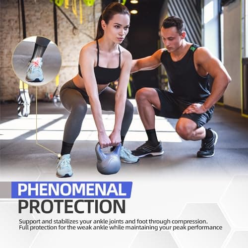 Lexniush 2 Pack Ankle Support for Sprained Ankle, Plantar Fasciitis Relief Achilles Tendonitis Support, Ankle Braces for Men & Women, Ankle Compression Socks Support for Ligament Damage, Sports — view 5