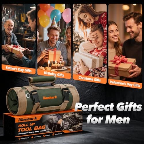 Hinshark Gifts for Men Him, Heavy Duty Roll Up Tool Bag, Gadgets for Men — view 2