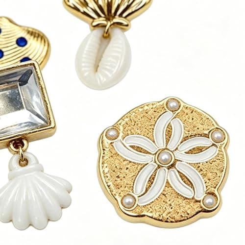 Sandal Charm - 6 Pieces Gold Sea Theme Shell Shoe Decor Set | Women Starfish Sandals Charms for Clogs Slippers DIY | Shoe Charms - Home Party Holiday Beach Trip Daily Travel Gift — view 6