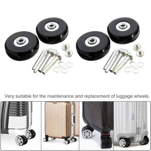 Helilyco Luggage Wheel Replacement Kit 4 Pcs 54mm 64mm Silent Rollers with 35mm Axles Screws Suitcase Repair — view 5