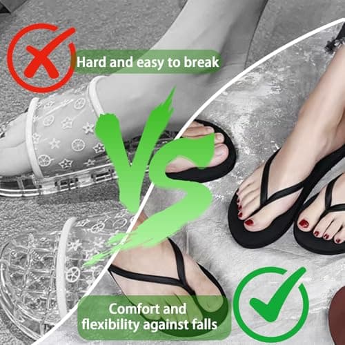Wisebom Unisex Flip Flops, Slip-Resistant Flip Flop, Flip-Flops with Textured Sole Comfortable Thong Sandals Summer Beach flip flops (Black, Adult, Women, 6, Numeric, UK Footwear Size System, Medium) — view 4