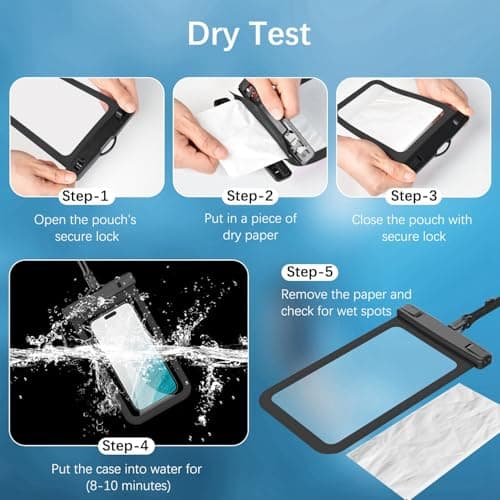 HopMore 2 Pack Waterproof Phone Pouch with Adjustable Lanyard Up to 7.2", IPX8 Universal Underwater Phone Case Dry Bag for iPhone 17 16 15 14 13 12 11 Pro, Samsung S25 S24 A56 A36 A16 - Black — view 2