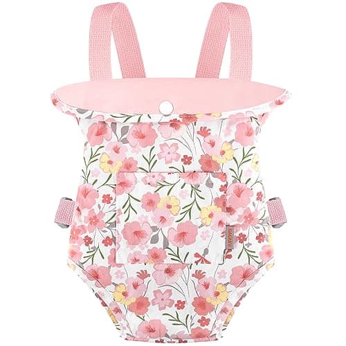 GAGAKU Baby Doll Carrier for Toddlers, Toy Baby Dolls Carrier, Reborn Baby Doll Accessories - Pink Rose of Sharon