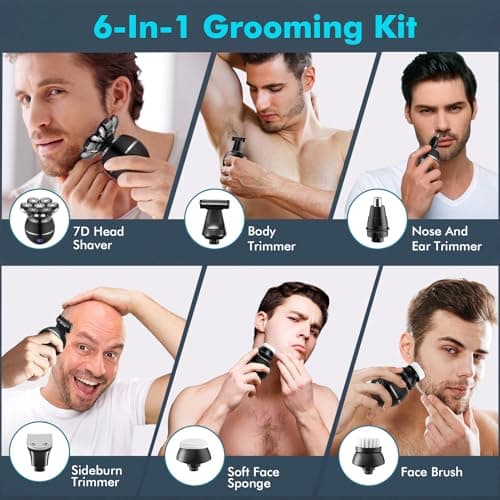 iWarmbase Head Shavers for Bald Men, 7D 6 in 1 Mens Groming Kit — view 4