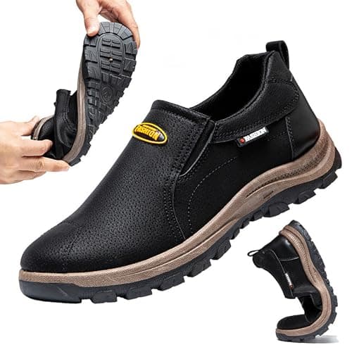 Mens Walking Shoes Non-Slip Travelling Mountain Climbing Trekking Hiking Ankle Boots Breathable Arch Support Leather Trainers Outdoor Low Rise Stable Backpacking Camping Sneakers Footwear (Black, 7) — view 4