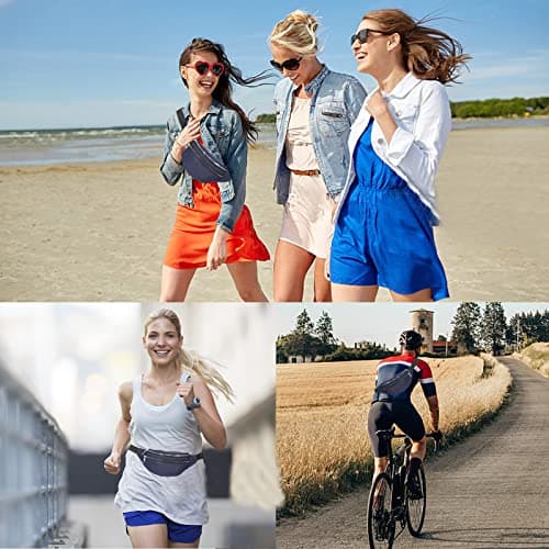 Blue Bum Bag Fashion Waist Pack Bumbag for Women Men Lightweight Fanny Pack with 2 Zip Pockets & Adjustable Strap, Large Belt Bag for Dog Walking Running Hiking Jogging — view 6