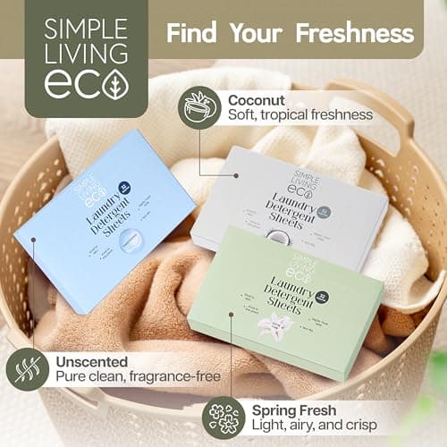 Simple Living Eco, Laundry Washing Detergent Sheets, Simplify Your Washing With Our Compact Laundry Sheets, Eco Washing, Non Bio & Skin-Friendly, (32 Sheet Pack, Spring Fresh) 1 Pack — view 6