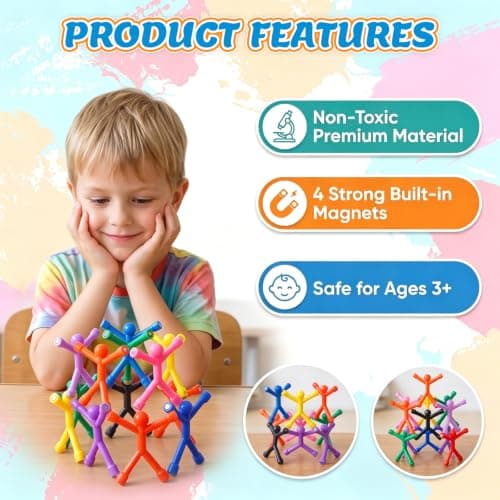 Magnetic Men Fidget Travel Toys for Kids, 12Pcs Magnet Figures Set — view 4