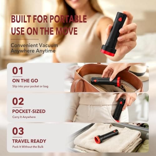 MEIQIHOME 10 Pack PackEase Travel Vacuum Bags 1500mAh Wireless Pump, 80% Compression Space Saver for Luggage, Clear PA+PE Reusable Seal Bags for Clothes, Portable Electric Air Pump for Travel & Home — view 4