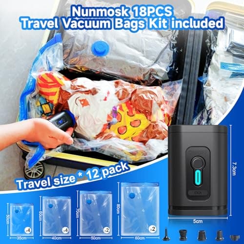 Nunemosk 12 Pack Vacuum Storage Bags with Wireless Electric Air Pump, Reusable space saver vacuum storage bags for Clothes, Double Zip and Airtight Valve for Travel and Home — view 2