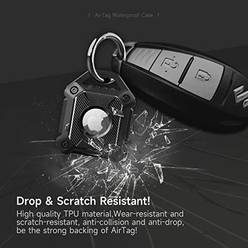 Compatible with Airtag Holder, IP68 Waterproof Air Tag Keyring, 360° Full Protection for Apple Airtag gps tracker devices Air Tag. Holder, TPU Airtags case for Keys, Bags, Luggage and Pet Collar — view 3