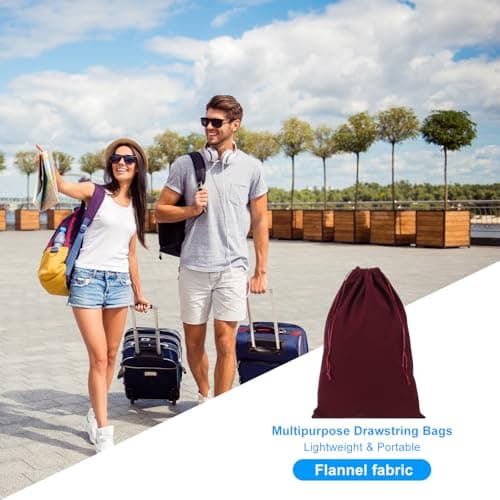 PATIKIL Shoe Dust Bag, 2 Pack Duster Flannel Shoes Pouch with Drawstring Washable Breathable Travel Shoe Bags for Home Luggage Storage, 12x17 Burgundy — view 5
