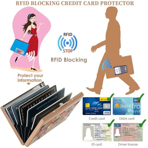 BONSYL® Credit Card Holder, RFID Blocking Slim Metal Credit Card Wallet, with 6 Card Slots, for Women and Men.(6 Slots/Rose Gold/Mushroom) — view 5