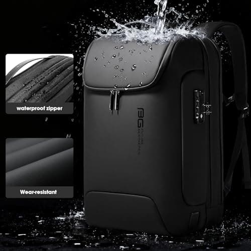 BG Men's Anti-Theft Backpack,Waterproof Fashion Travel Backpacks,High Tech Backpack with USB 3.0 Charging Port,Business Laptop Backpack Fits 17.3 Inch Notebook — view 3