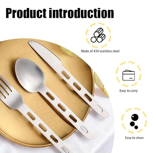 3 PCS Camping Cutlery Set with Portable Pouch, Portable Cutlery Set, Stainless Steel Knife, Fork, Spoon, and Carabiner for Outdoor Travel, Hiking, Picnics, and Everyday Use, Durable, and Easy to Clean — view 5