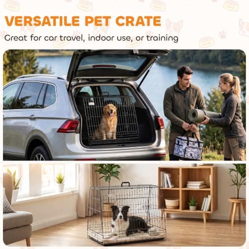 PawHut 35"(90 cm) Car Dog Crate Slanted Collapsible 90L x 58W x 69H cm — view 3