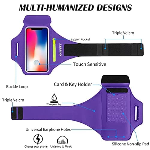 HAISSKY Running Armband with Earbud Pocket,Sweatproof Phone Armband 6.9" — view 4