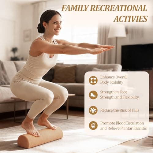 Ronyme Cork Balance Board Foot Strengthener, 4-in-1 Set with Balance Blocks, Roller, Massage Ball & Toe Bands, Resistance Bands Balance Control Cork Ankle Trainer for Adults Kids Dance Exercise — view 4