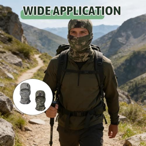 Bloomique 2PCS Balaclava Face Masks, Ski Mask Neck Warmer Lightweight Breathable Elastic Multifunctional Full Face Cover UV Protection and Wind Protection Unisex Men Women (Black) (camouflage) — view 5