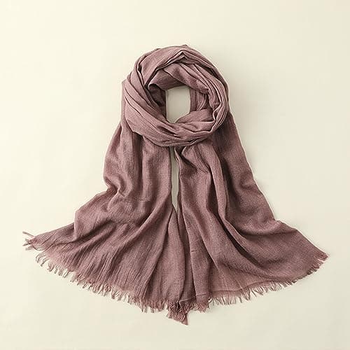 Womens Solid Color And Linen Scarf For All Season Beach Strip Scarf (Rose Gold, One Size) — view 2