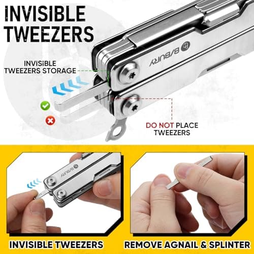 BIBURY Multitools, Keychain EDC Gadgets, Foldable Scissors, Silver BI2052A — view 6