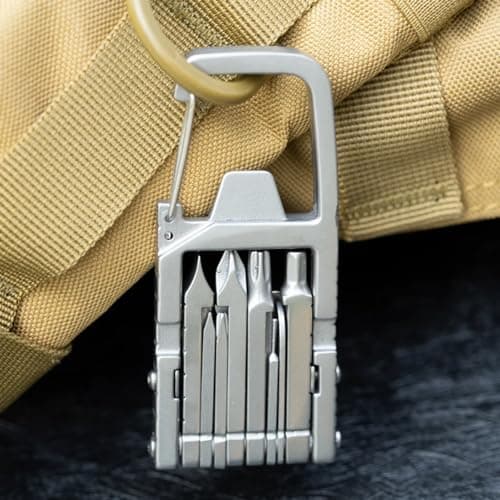 GOWEILE Multitool Keychain 12 in 1 Portable Folding Multi Tool Stainless Steel Outdoor Screwdriver Bit Multipurpose Hand Tool Gifts for Men — view 6