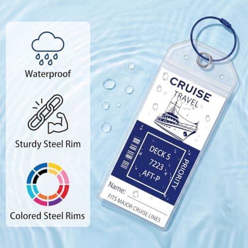 10 Pack Cruise Luggage Tag Holders, Waterproof PVC with Steel Loops — view 3