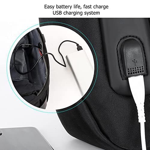 NinGYiYan Anti Theft Chest Bag,for Outdoor Travel,with Combination Lock,Headphone Hole, Fabric,Comfortable Handle,Multifunctional Pockets (Black) — view 3