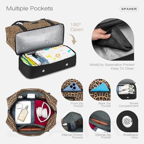 SPAHER Easyjet Cabin Bag 45x36x20 Travel Duffle Bag with Shoes Compartment & Wet Pocket Waterproof Carry on Hand Luggage with 1 Makeup Bag for Women Weekend Overnight Gym Sports — view 4