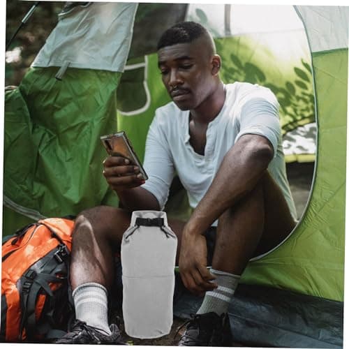 DECOMELODY Portable Outdoor Camping Oil Lantern Organizer Bag with Sturdy Buckle Wear-resistant Canvas Pouch for Kerosene Lamp Storage and Travel Convenience Grey — view 4