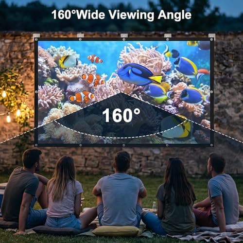 Huiguli Projector Screen 120 Inch, 16:9 HD 4K Foldable Anti-Crease Movie Screen, Portable Projection Screen Outdoor Indoor, Washable White Movie Screen for Home Theater, School, Meetings, Camping — view 4