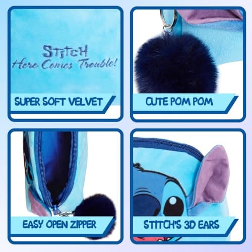 Stitch Make Up Bag for Women Girls Disney Pencil Case Double Sided Velvet Cosmetic Toiletries Bag Travel Accessory Gift — view 6