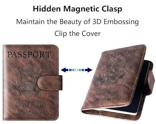 Passport Holder Wallet Travel Essentials Leather RFID Blocking Holiday Luggage Must-Have Travel Accessories for Men Women 120#Coffee Upgraded Design — view 5