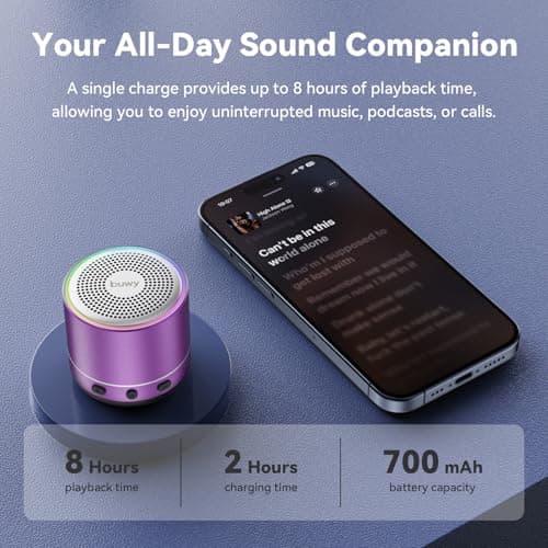Mini Bluetooth Speaker, Portable Speakers with RGB Lights, HD Stereo,Purple — view 5