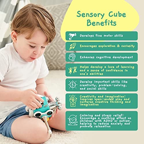 Jumble Dream Busy Cube Sensory Toys - Montessori Wooden Activity Cube Baby Toy - Travel Toddler Toys for Early Development Educational Fidget Cube for kids Autism & ADHD — view 5