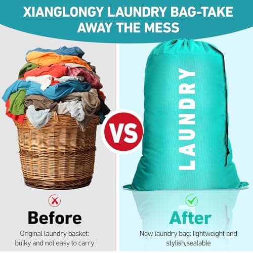 Travel Laundry Bags 2 Pack, 91 x 61 cm Drawstring Dirty Clothes Bags — view 4