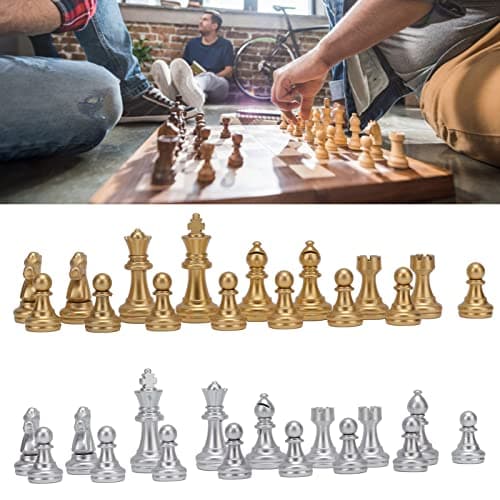 Vistreck 32 Pieces Chessmen Set - Gold & Silver Chess Pieces for Adults & Kids - 1.93in King Size - Great for Family & Travel — view 4