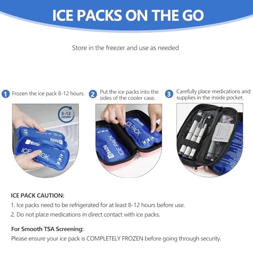 TSA Approved Ice Packs for Insulin Cooler Travel Case, Pack of 2(180g *2), Reusable Cooler Ice Packs, 8-12H Long Cooling, Suitable for Most Medication Travel Case — view 5