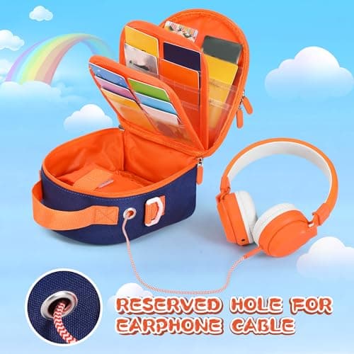 TATAVR Carrying Case Compatible with Yoto Mini, Card Holder Hold Up to 30 Cards, Travel Storage Bag with Adjustable Shoulder Strap for Audio Music Player & Headphone, Bag Only (Blue) — view 5
