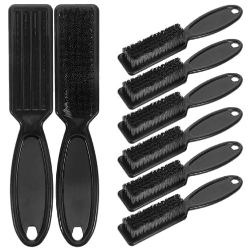 8pcs Barber Neck Duster Brush with Handle Plastic Black