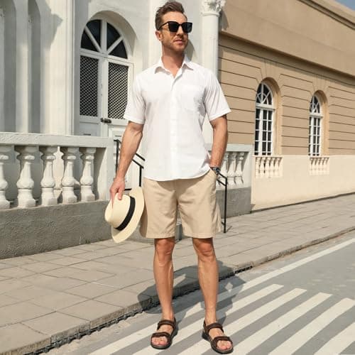 ISQFIQ Real Leather Mens Sandals, Wide Fit Sandal for Walking, Open Toe Indoor and Outdoor Shoes with Adjustable Strap for Summer Casual Travel Hiking Beach Trekking Towns Dark Brown UK 11 — view 3