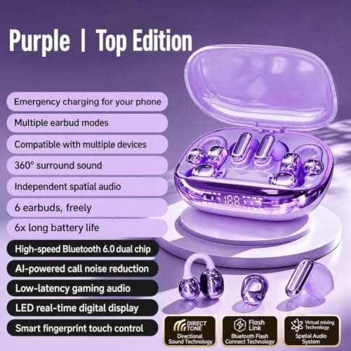 3-in-1 Bluetooth Wireless Earbuds Open-Ear Clip-On & Mini Sleep Headphones — view 2