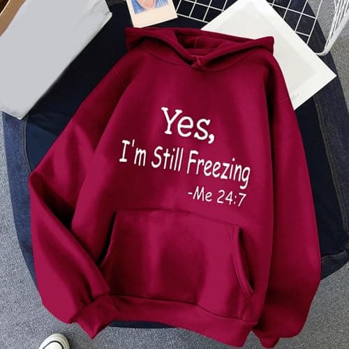 Women's Letter Graphic Hoodie, Fleece Oversized Pullover Sweatshirt Wine — view 2